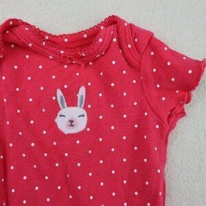 Baby Carters Bodysuit Size NB Newborn Infant Girls Pink Embroidered Bunny Romper